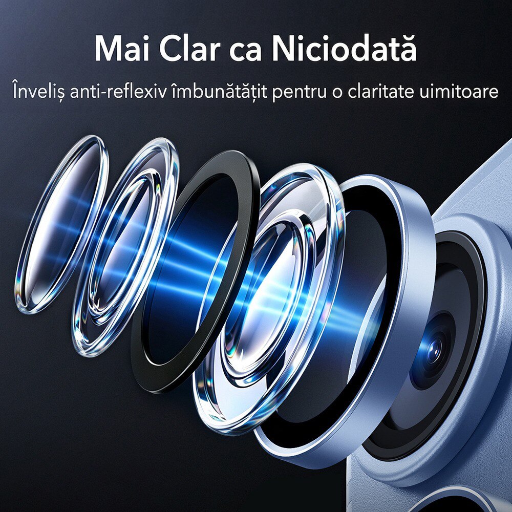 Folie protectie camera pentru Apple iPhone 18 Pro / iPhone 18 Pro Max ESR Armorite Camera Lens Protectors, Instalare usoara, Calitate Premium, Albastru