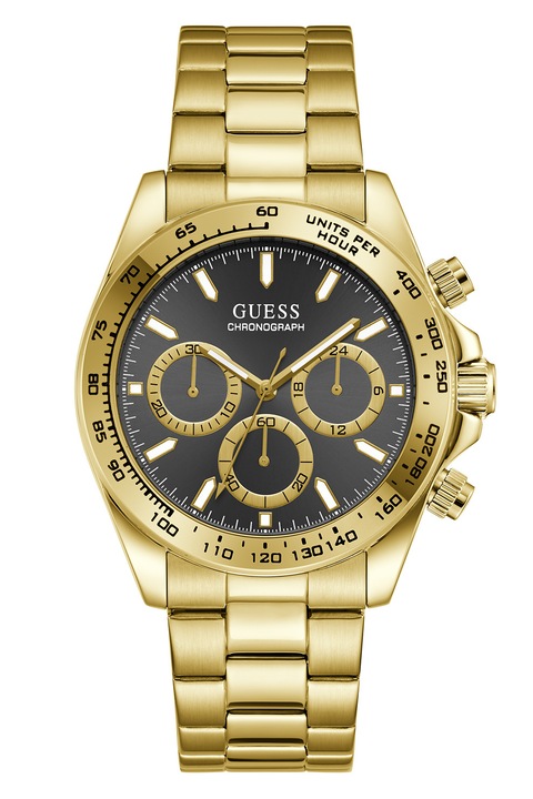 GUESS, Часовник от неръждаема стомана с хронометър, Златист