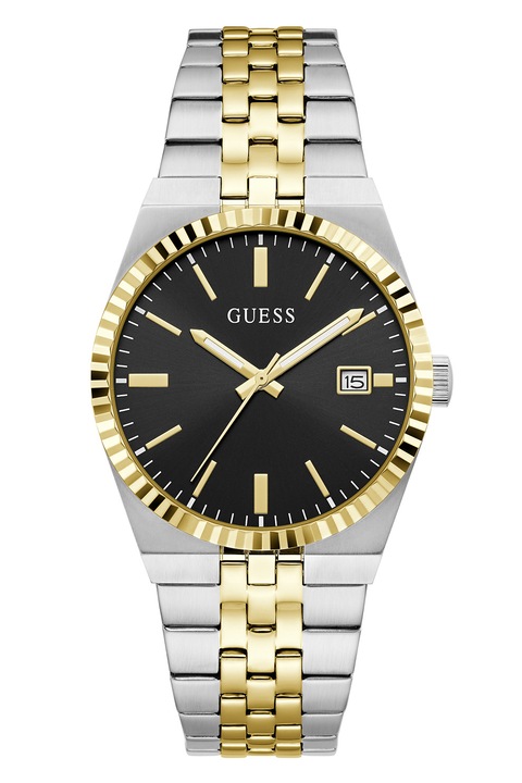 GUESS, Двуцветен кварцов часовник, Сребрист, Златист
