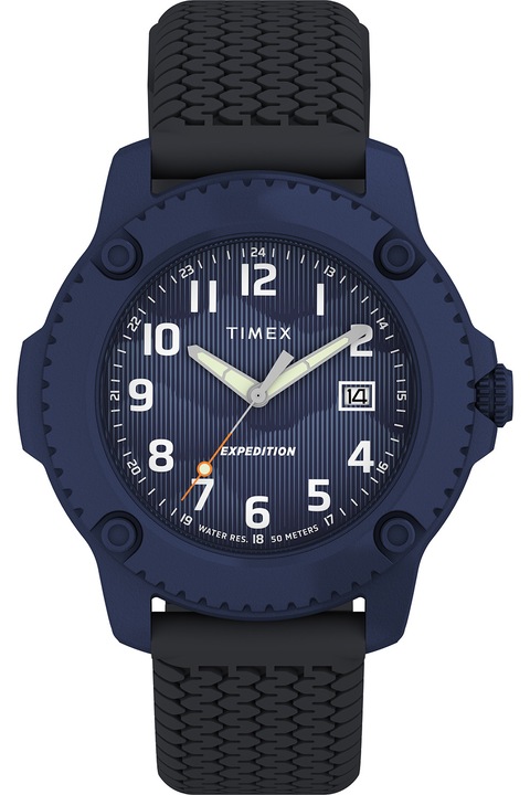 Timex, Часовник Expedition® Timber 42mm със силиконова каишка, Черен, Тъмносин