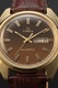 Timex, Кварцов часовник с кожена каишка, Златист, Кафяв
