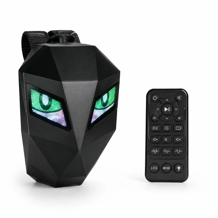 Boxa Portabila Bluetooth RGB cu Control prin Aplicatie, Negru-Verde