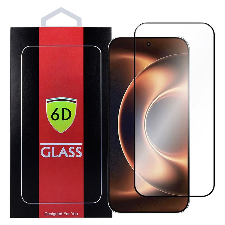 Xiaomi 17 Ultra 5G kompatibilis üvegfólia, tempered glass, előlapi, 6D, edzett, hajlított, fekete kerettel