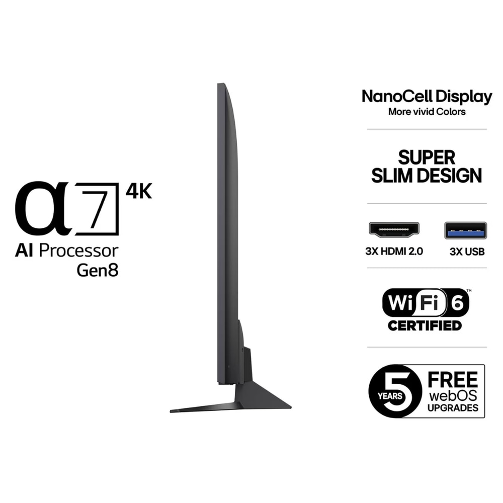 Televizor NanoCell LED LG 165 cm 65" 65NANO82A6B, Ultra HD 4K, Smart Tv, WiFi, CI