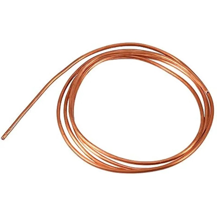Rézcső, 2 m-es lágy rézcső, kerek rézcső, külső átmérő 4 mm x belső átmérő 3 mm, hűtőberendezésekhez és vízvezetékekhez