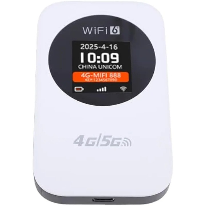 Ausla hordozható WiFi router, 4G LTE mobil hotspot SIM-kártya foglalattal, 10 eszköz támogatása, ideális utazáshoz és kempingezéshez (fehér)