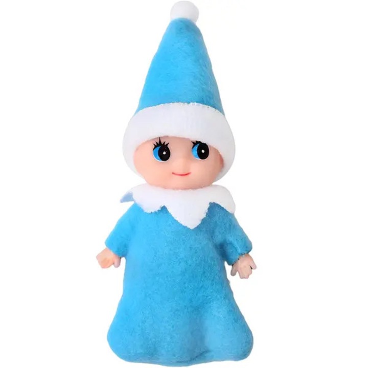 Papusa elf bebelus PRE-CJk0515-26-0828-2435, corp din plastic articulat, haine si palarie detasabile, bleu, 1 buc