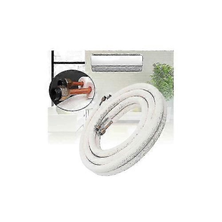 Изолирана медна тръба за климатик FRU-CJK0424-260902-1805, 1/4" & 3/8", устойчива на атмосферни влияния изолация, бяла, 3 м