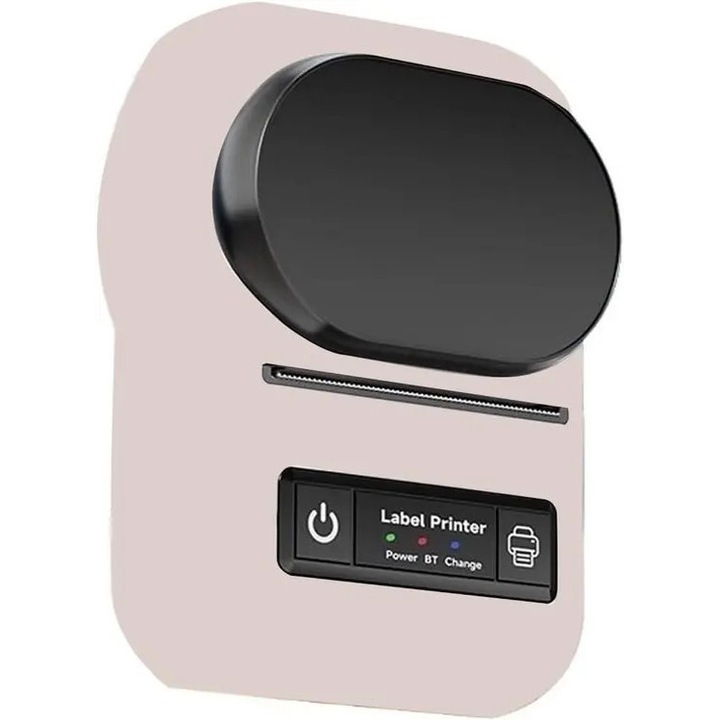 Imprimanta etichete termica KP-K0238-K0594-260827-076, Bluetooth, portabila, wireless, fara cerneala, roz/negru
