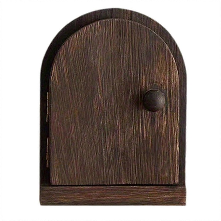 Capac decorativ pentru priza FRU-CJK0424-260903-1364, din lemn de tung, cu usa batanta, maro inchis