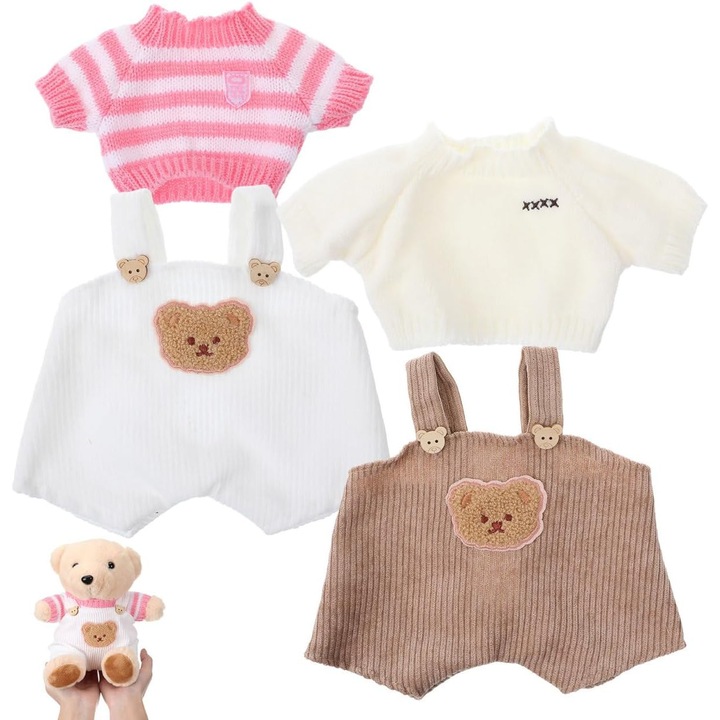 Set 2 Haine Ursuleti Plus: Salopeta si Pulover, Accesorii Jucarii