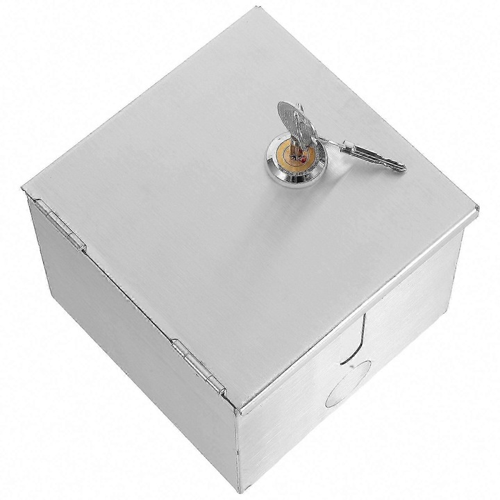 Cutie de protectie pentru priza tip 86 FRU-CJK0424-260904-1105, otel inoxidabil, blocabil, rezistent la praf si apa, argintiu, 12.3x12.0x9.6 cm