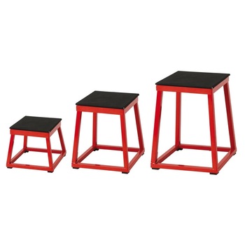 Set 3 platforme pliometrie, antrenament detenta, din metal, cu PVC antiaderent, Rosu/Negru, Tremblay Set 3 platforme pliometrie, antrenament detenta, din metal, cu PVC antiaderent, Rosu/Negru, Tremblay