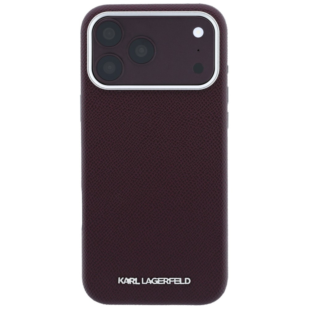 Husa Karl Lagerfeld Grained Elongated Logo, rezistenta la socuri, visiniu, compatibil iPhone 17 Pro Max/18 Pro Max