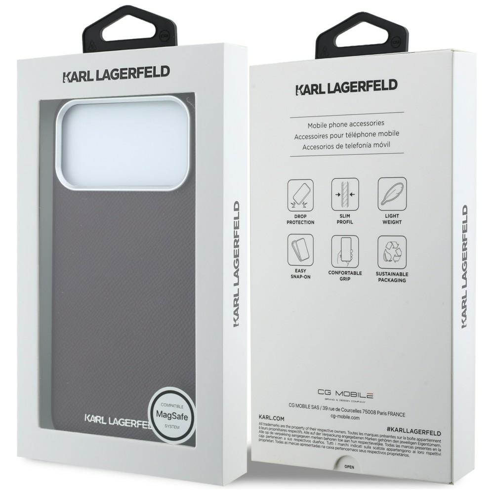 Husa Karl Lagerfeld Grained Elongated Logo, rezistenta la socuri, visiniu, compatibil iPhone 17 Pro Max/18 Pro Max