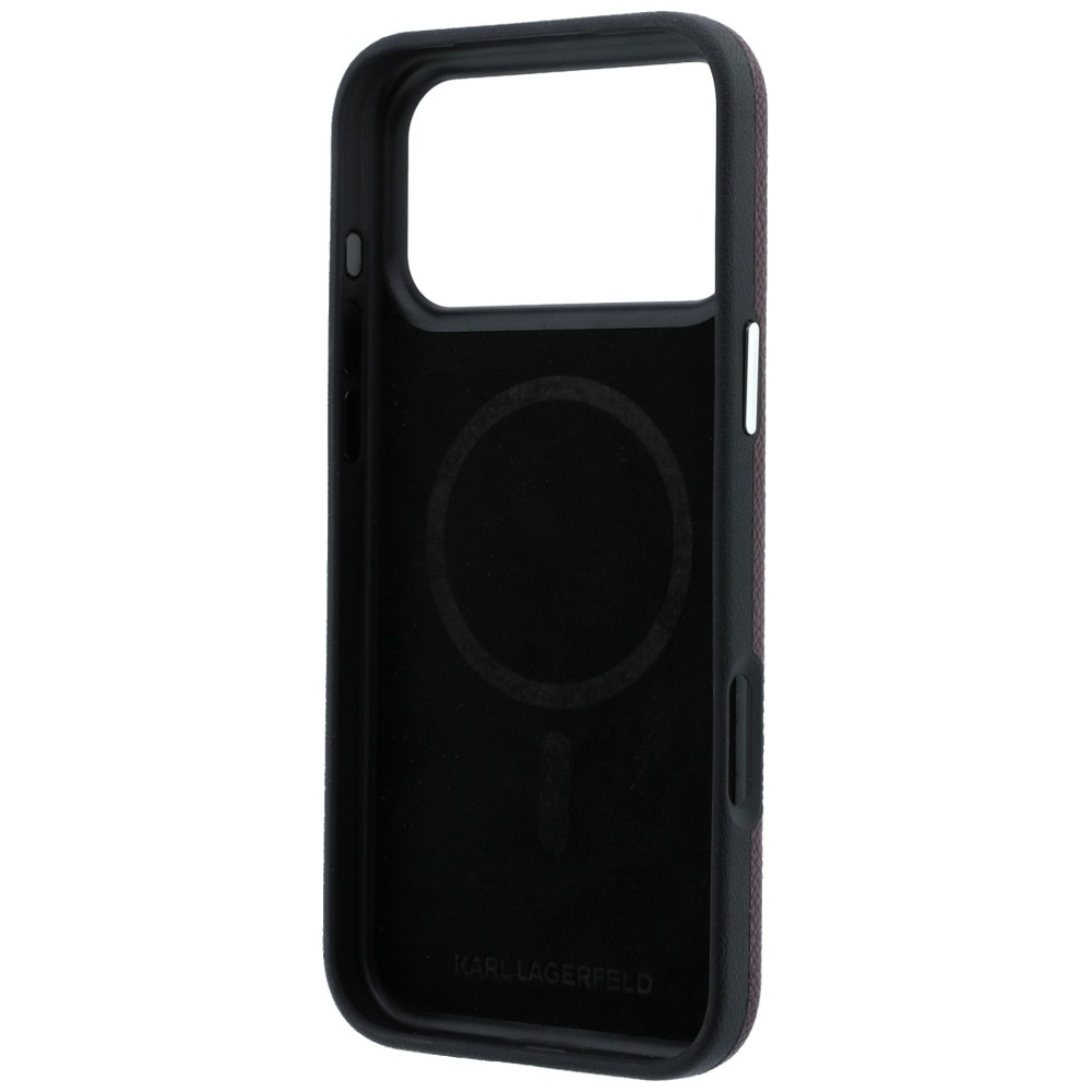 Husa Karl Lagerfeld Grained Elongated Logo, rezistenta la socuri, visiniu, compatibil iPhone 17 Pro Max/18 Pro Max