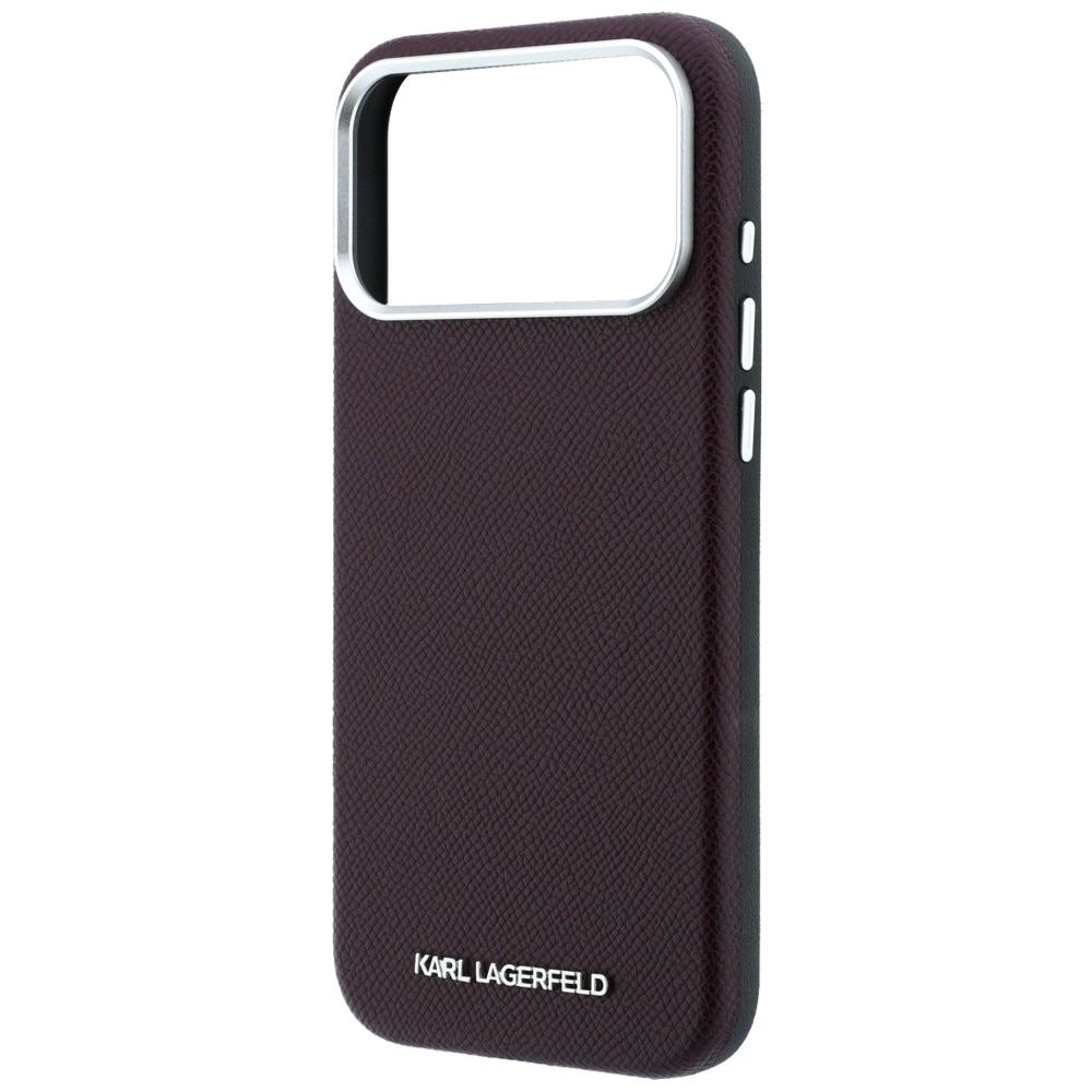 Husa Karl Lagerfeld Grained Elongated Logo, rezistenta la socuri, visiniu, compatibil iPhone 17 Pro Max/18 Pro Max