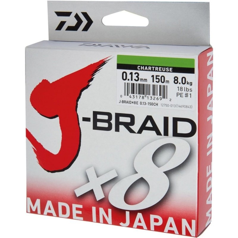 Fir Textil Daiwa J-Braid X8 Chartreuse, 0.22Mm/17 Kg/150M
