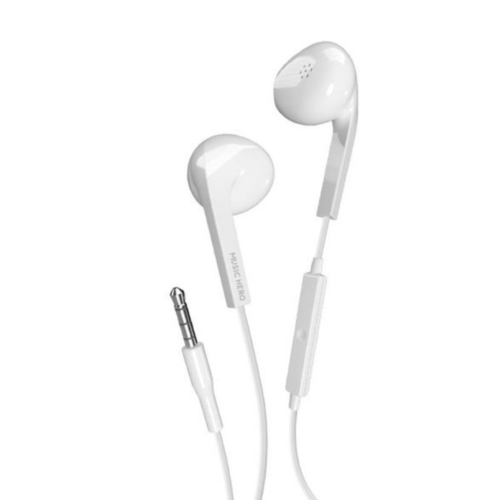 Casti stereo cu fir SBS Prism MHEARSETW, jack 3.5 mm, microfon si control pe cablu, semi-in-ear, alb, model 1481587