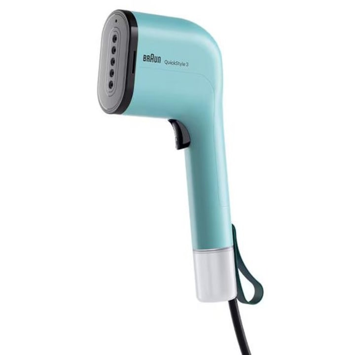 Para verticala pentru haine Braun QuickStyle 3 GS3013GR, 1.100 W, rezervor 70 ml, FastSteam, Smart iCare, functie dezinfectie, verde menta