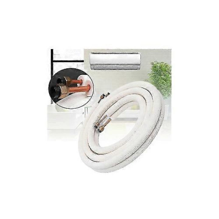 Изолирани медни тръби за климатик FRU-CJK0424-260901-332, 1/4 инча x 3/8 инча, 3 м, бяла изолация