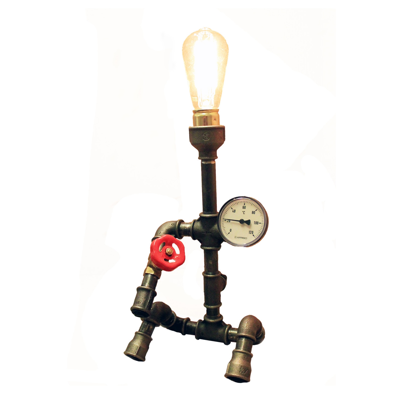 Veioza vintage , negru cupru, 20 X 20 X 50 cm