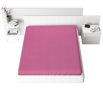 Cearceaf de pat Jersey cu elastic 180x200 cm, Roz inchis