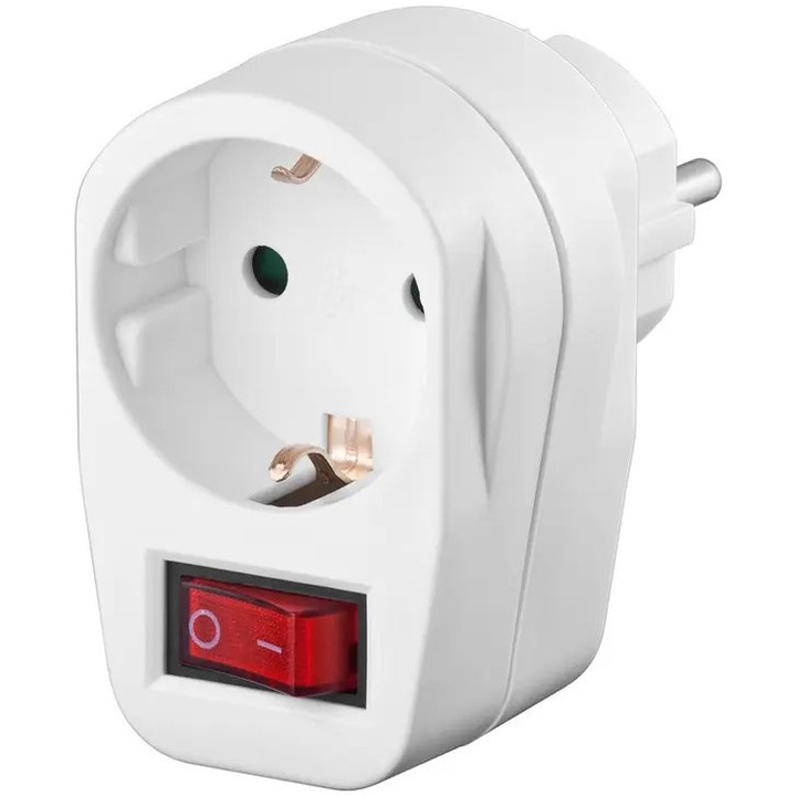 Adaptor priza cu impamantare VITERRA.4-25CDCJ-K0232-260829-698, intrerupator iluminat, 16 A, 250 V, 3500 W, alb