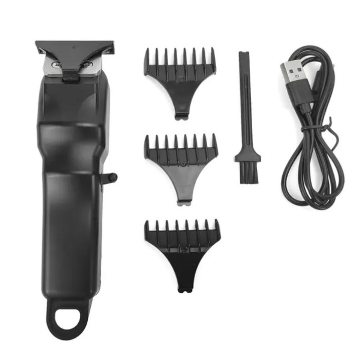 Masina de tuns par VITERRA.4-25CDCJ-K0232-260829-7412, acumulator 500mAh 60 min autonomie, cutit otel, afisaj LED baterie, incarcare USB, 5 piepteni ghid, negru
