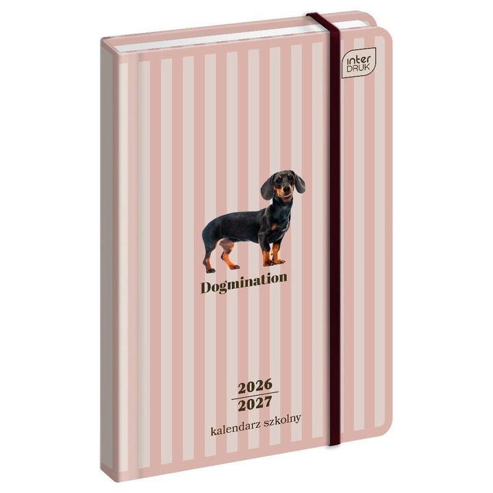 Agenda scolara Interdruk A6 Dog 2026/2027, coperta cu elastic, multicolor
