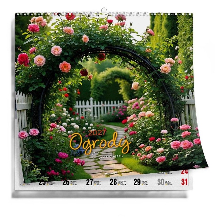 Calendar de perete AVANTI Ogrody 2027, multicolor, 320 x 320 mm