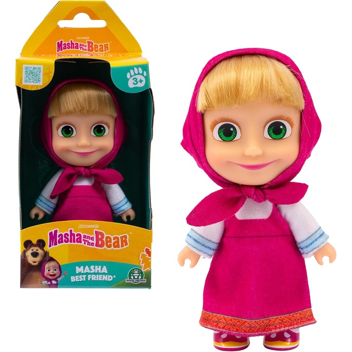 Papusa Masha & Michka 12 cm, Colectionabila, Rochie de Vara, Jucarie 3+ Ani