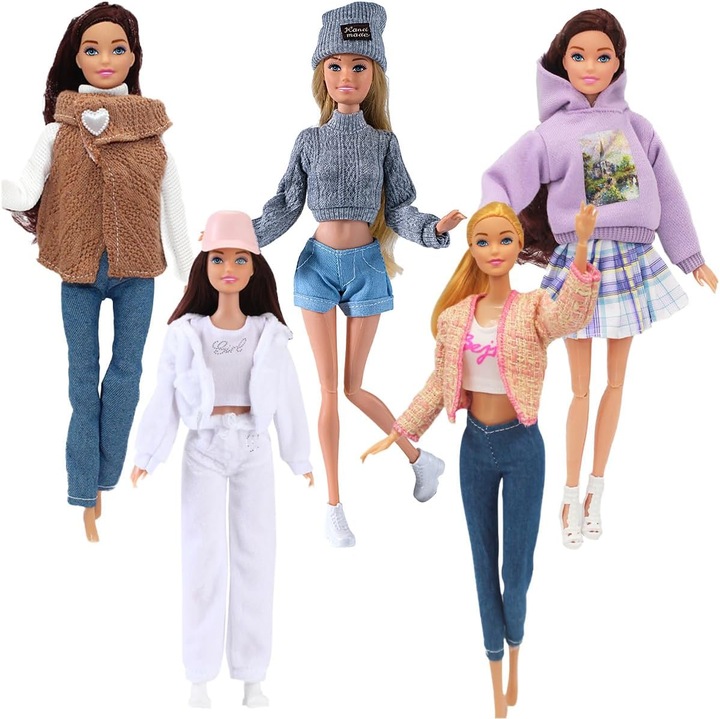 Set Haine Papusi 18 Piese, 30 cm - Accesorii Iarna pentru Papusi 29-30 cm