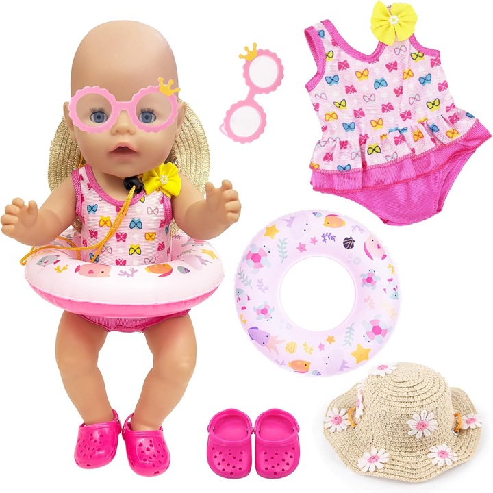 Set Inot Papusi 5 Piese: Costum, Inel, Ochelari, Palarie, Papuci