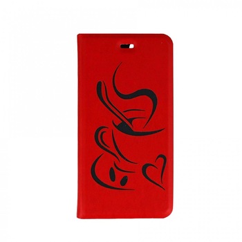Husa Tellur Bimaterial pentru iPhone 7 Plus, Negru&Rosu, model Cafea Husa Tellur Bimaterial pentru iPhone 7 Plus, Negru&Rosu, model Cafea
