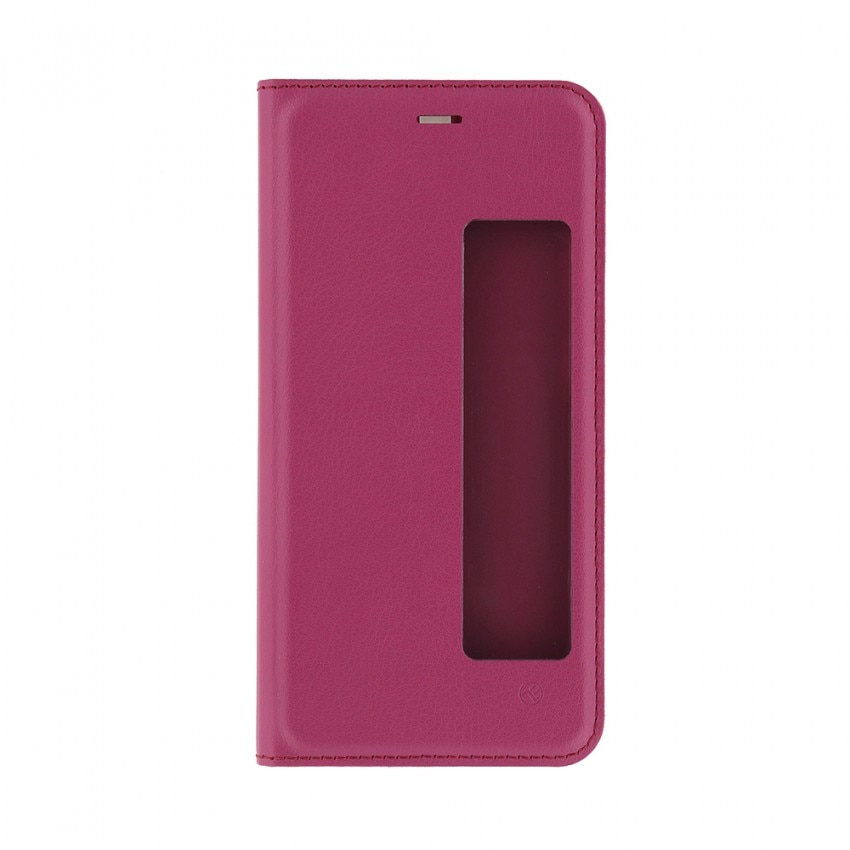 Husa Tellur Smart Window 2 din Piele sintetica pentru Huawei P10, Roz inchis