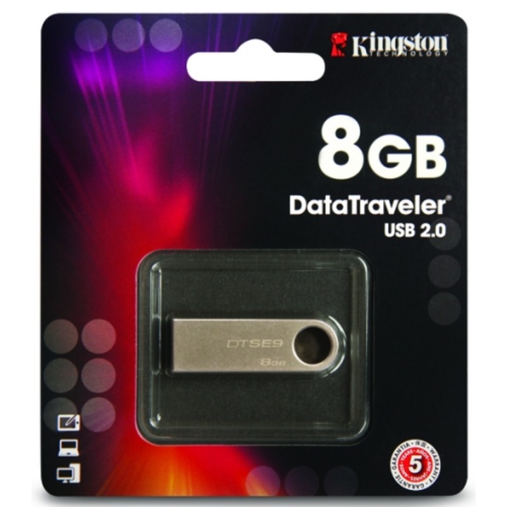 Memorie USB Kingston DataTraveler SE9 Champagne DTSE9H/8GB, 8GB, USB 2.0, metalic