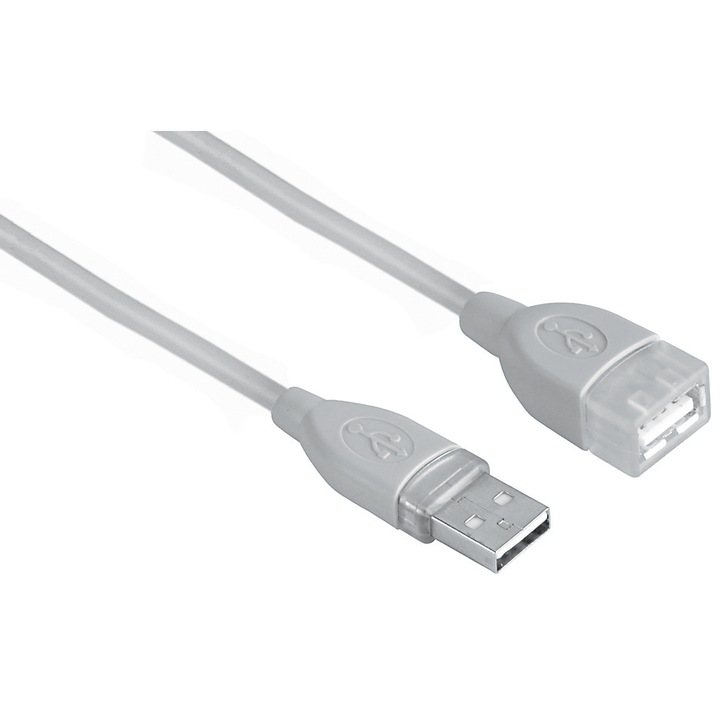 Удължение Кабел Hama USB 2.0, екраниран, сив, 5m