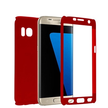 Husa Samsung Galaxy A7 2017 Flippy Full Cover 360 Rosu/Red + Folie de protectie