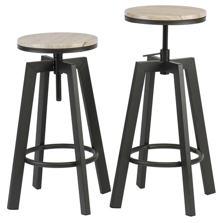 Set bar / cafenea Kring Prato, masa si doua scaune, inaltime reglabila, lemn/metal, Negru / Sonoma