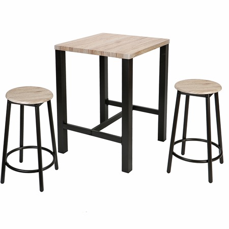 Set bar Kring Alvor, masa si 2 scaune bucatarie / bar, Sonoma