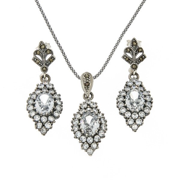 Set Argint, Janette, Zirconii, Vintage