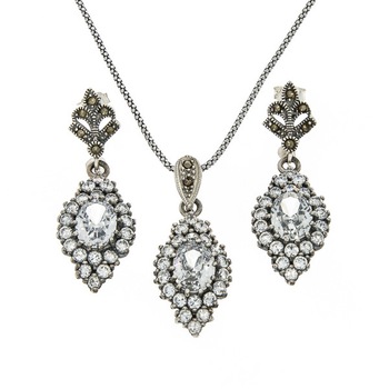 Set Argint, Janette, Zirconii, Vintage Set Argint, Janette, Zirconii, Vintage