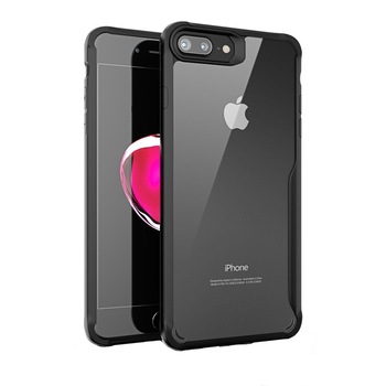 Husa iPhone 8 PLUS / 7 PLUS, Hybrid Antisoc, carcasa spate PC cu cadru TPU dur, Negru Husa iPhone 8 PLUS / 7 PLUS, Hybrid Antisoc, carcasa spate PC cu cadru TPU dur, Negru