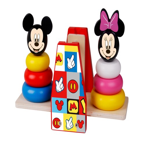 Jucarie montessori Turnuri de stivuire in echilibru,Minnie si Mickey, lemn,Disney