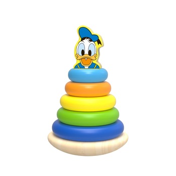 Jucarie montessori Turn de stivuire ratoiul Donald,piramida lemn,Disney Jucarie montessori Turn de stivuire ratoiul Donald,piramida lemn,Disney