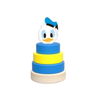 Jucarie montessori Turn de stivuire Donald,piramida lemn,Disney Jucarie montessori Turn de stivuire Donald,piramida lemn,Disney