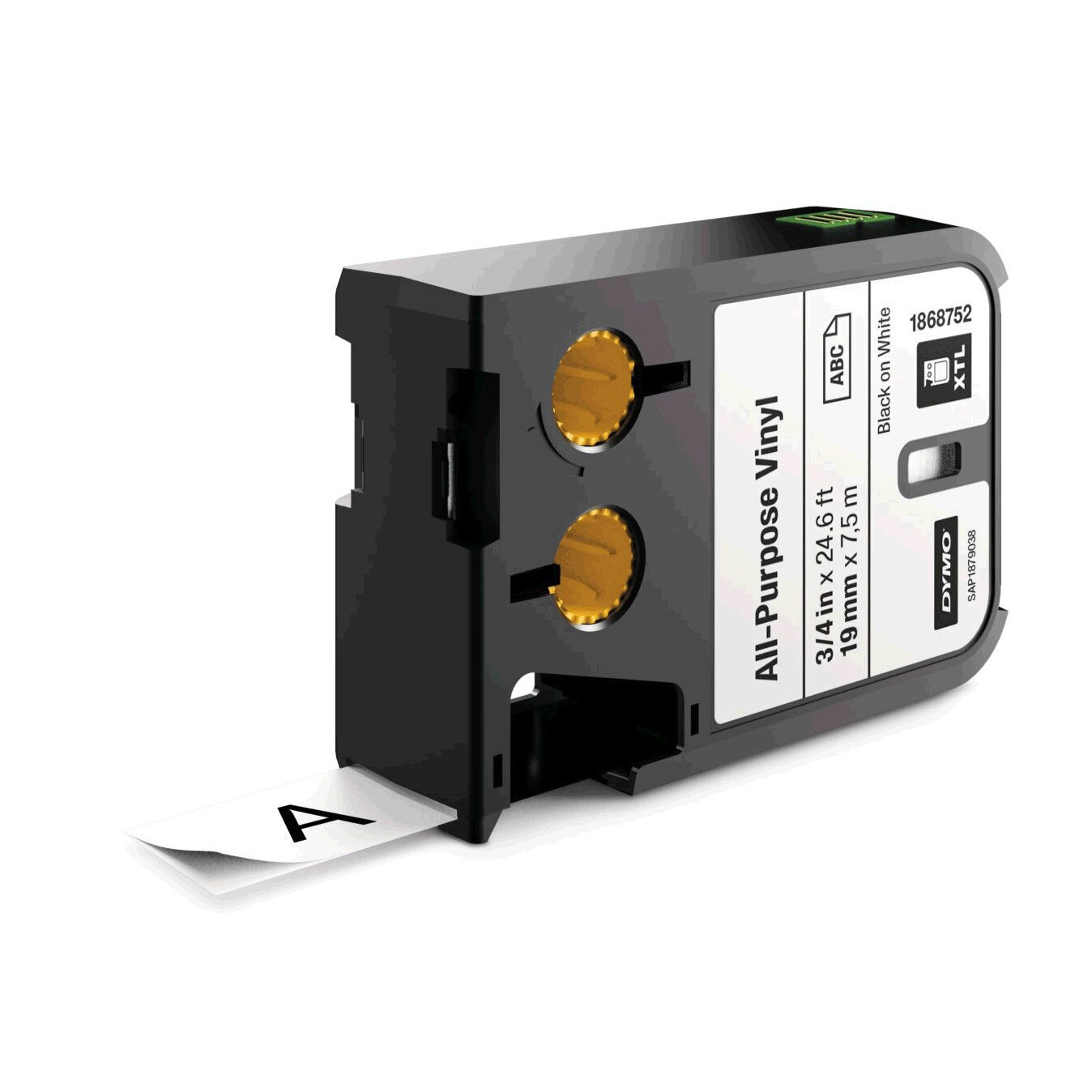 Etichete industriale autoadezive, DYMO XTL, vinil, 19mm x 7m, negru/alb, 1868752
