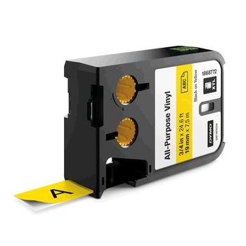 Etichete industriale Dymo 1868772 XTL, vinil, 19mm x 7m, negru/galben Etichete industriale Dymo 1868772 XTL, vinil, 19mm x 7m, negru/galben