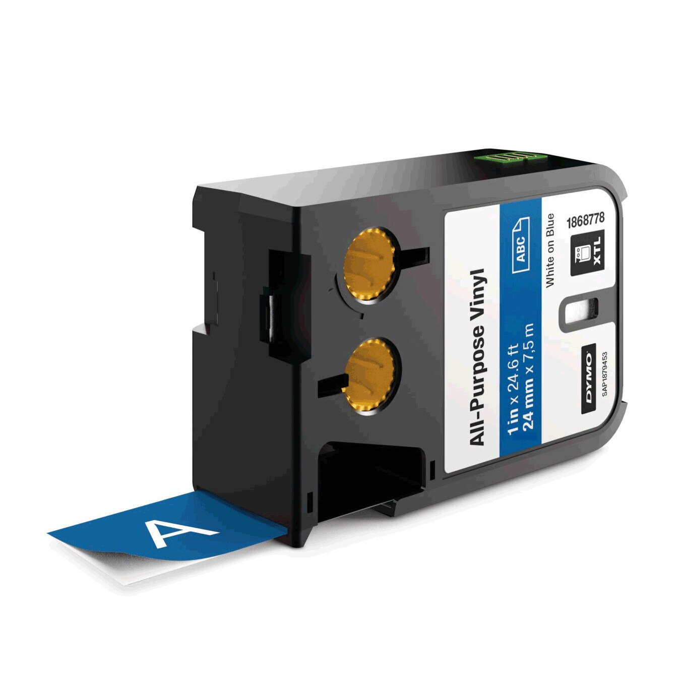 Etichete industriale autoadezive, DYMO XTL, vinil, 24mm x 7m, alb/albastru, 1868778